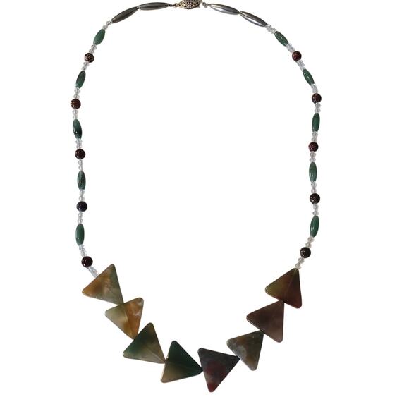 Vintage Artisan Triangle Stone Beaded Necklace Southwestern - Picture 1 of 13